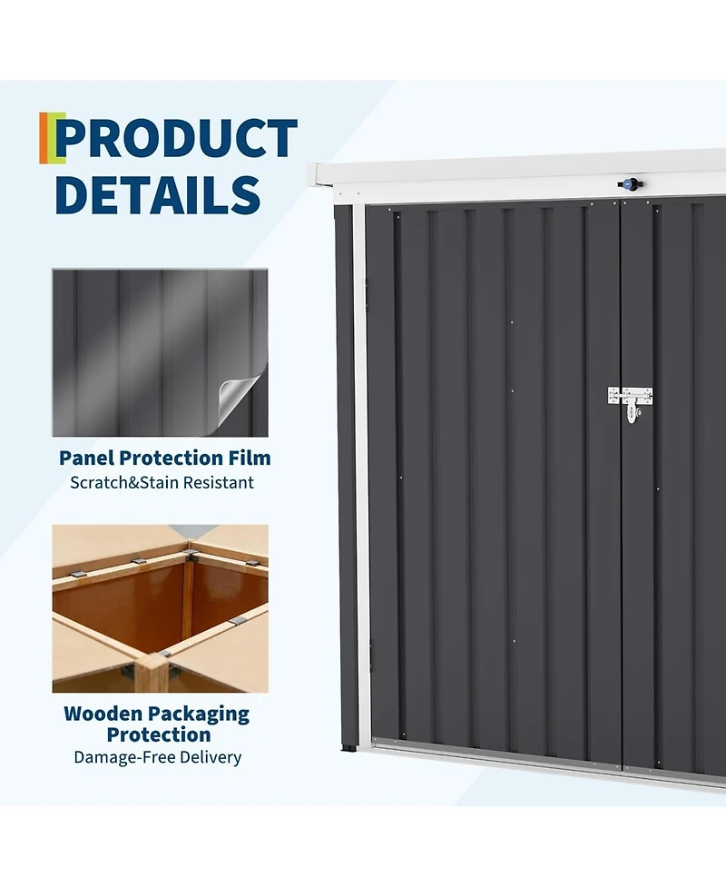 gaomon Outdoor Trash Can Storage Box with Lock Latch for Backyard, Patio and Garden Tool Organization