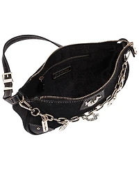 True Religion Women's Horseshoe Chain Shoulder Bag - Charm Detail Zip Top Purse with Adjustable Strap