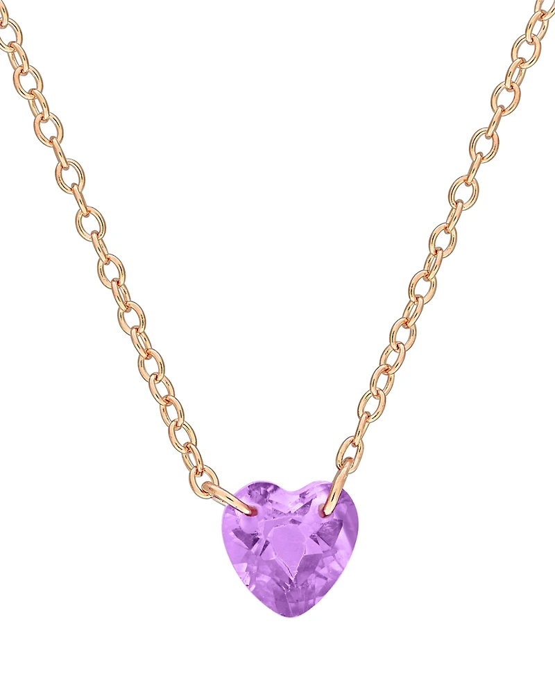 Macy's Amethyst (3/4 ct. t.w.) Pendant Necklace 18k Gold-Flash-Plated Sterling Silver (Also Available Garnet)