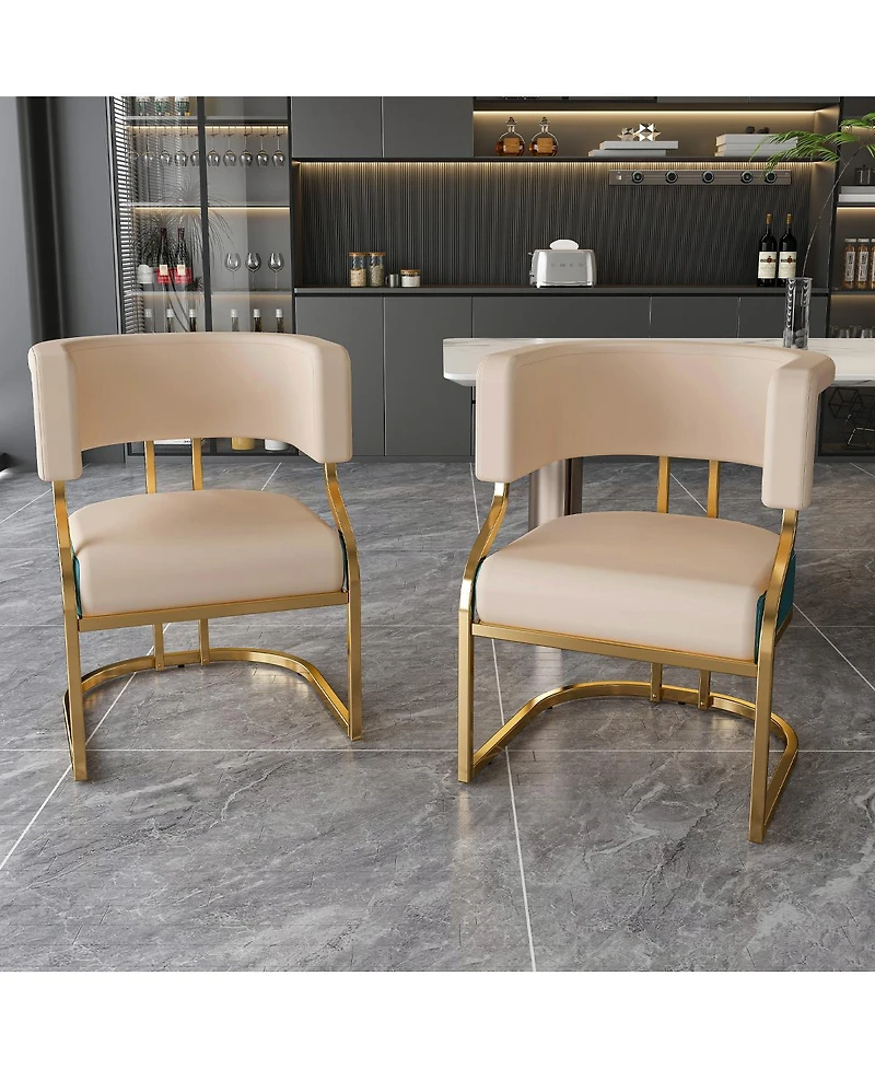 Streamdale Furniture Modern Dining Chairs Set of 2, Iron Frame, Pu Upholstered Accent Chairs