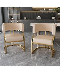 Streamdale Furniture Modern Dining Chairs Set of 2, Iron Frame, Pu Upholstered Accent Chairs
