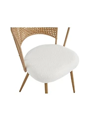 Streamdale Furniture 2 Piece Wicker Dining Chair Set with Cushioned Cane Back and Metal Legs