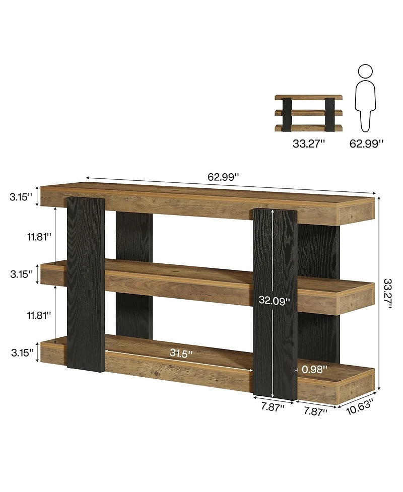 Slickblue 3-Tier Sofa Console Table with Storage for Entryway or Hallway