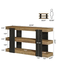 Slickblue 3-Tier Sofa Console Table with Storage for Entryway or Hallway