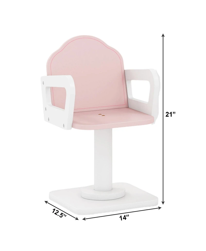 Slickblue Wooden Kids Pretend Hair Salon Set with Led Lighted Mirror and Tools