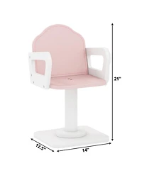 Slickblue Wooden Kids Pretend Hair Salon Set with Led Lighted Mirror and Tools
