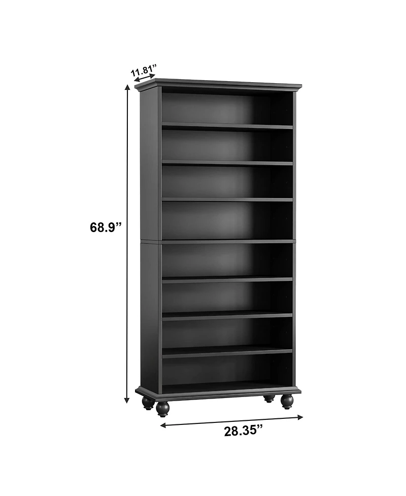 Slickblue Modern 9 Tier Wooden Bookcase with Built Led Lighting
