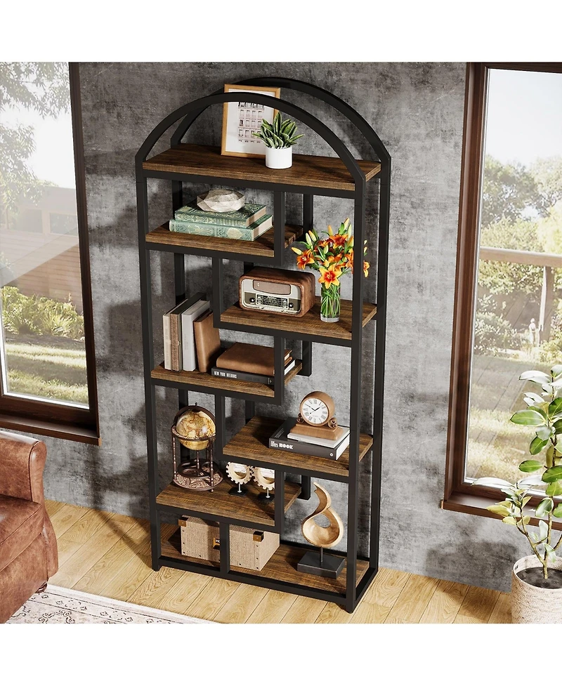 Slickblue Open Shelf Industrial Bookcase with Arched Design for Home Storage