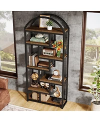 Slickblue Open Shelf Industrial Bookcase with Arched Design for Home Storage