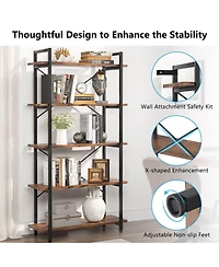 Slickblue Modern Industrial Bookshelf with Five Levels for Books and Accessoriess