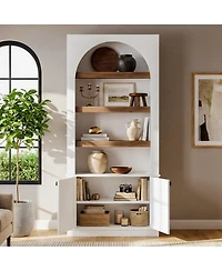 Slickblue 71 Inch Modern 6-Tier Bookcase with Doors for Home or Office