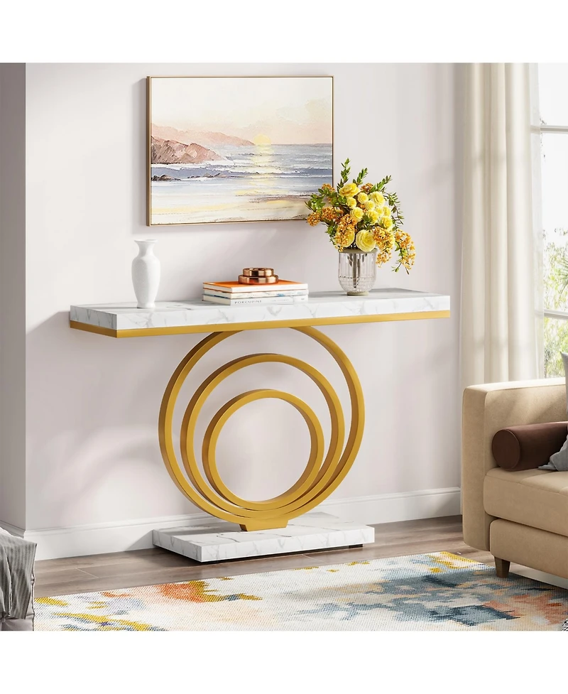 Slickblue Modern Narrow Console Table with Ring Base for Entryway and Living Room Use
