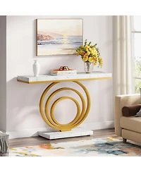 Slickblue Modern Narrow Console Table with Ring Base for Entryway and Living Room Use