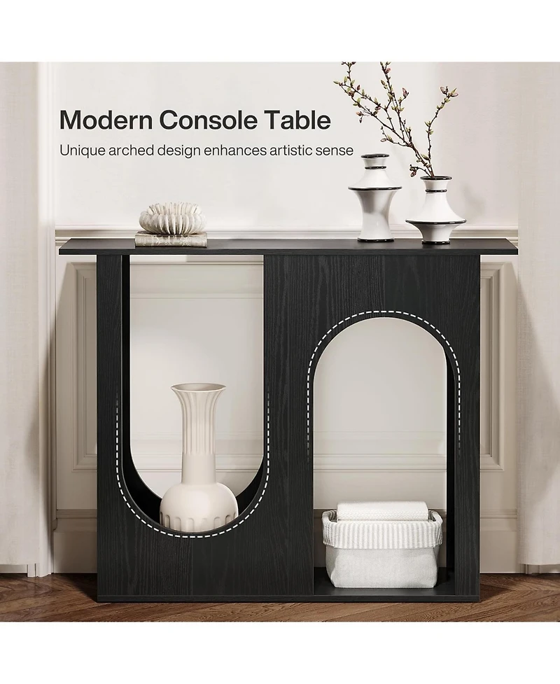 Slickblue Narrow Sofa Console Table with Arched Design for Hallway and Living Room
