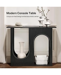 Slickblue Narrow Sofa Console Table with Arched Design for Hallway and Living Room