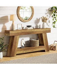 Slickblue 2-Tier Console Table with Open Shelf Storage for Entryway and Hallway