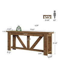 Slickblue 2-Tier Solid Wood Sofa Console Table with Storage for Behind Couch