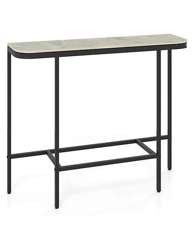 Slickblue Entryway Console Table with Faux Marble Top and Metal Frame