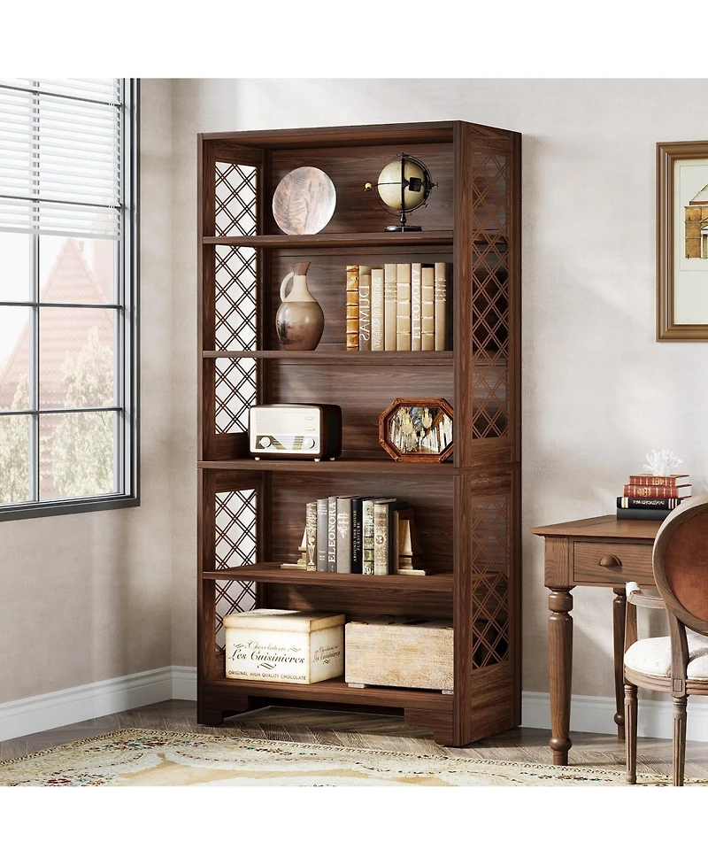 Slickblue Modern 70.8 Inch Bookshelf with 6 Tier Storage Design