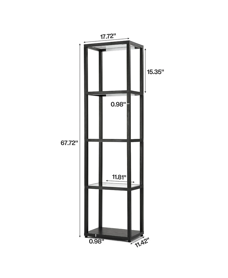 Slickblue Modern Floor Lamp with Glass Shelves and Built In Led Light