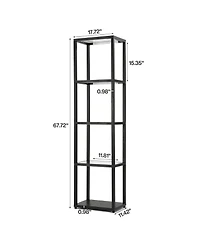 Slickblue Modern Floor Lamp with Glass Shelves and Built In Led Light