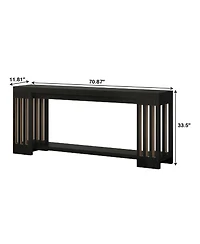 Slickblue 2-Tier Farmhouse Sofa Console Table with Vertical Stripe Legs