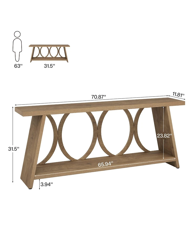 Slickblue Farmhouse Hallway Accent Console Table with 2-Tier Storage Shelf