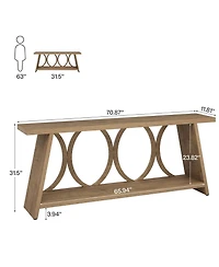 Slickblue Farmhouse Hallway Accent Console Table with 2-Tier Storage Shelf