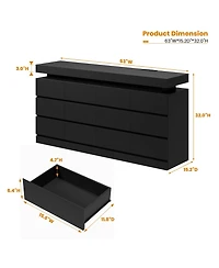 homfan 63" 12-Drawer Dresser with Led Light and Charging Station, Storage Chest for Bedroom Living Room