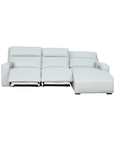 Zackary 3-Piece Leather Chaise Sofa with 2 Power Motion, Macy's Exclusive