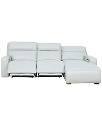 Zackary 3-Piece Leather Chaise Sofa with 2 Power Motion, Macy's Exclusive