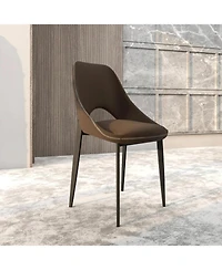 LeisureMod Amalfi Upholstered Fabric Dining Chair Set of 2 Modern Side with Iron Legs, Mid-Century Accent for Room or Kitchen