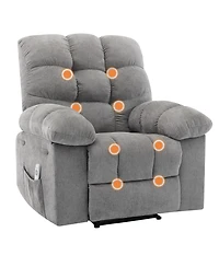 homfan Ergonomic Rocking Recliner with Massage and Heat, Wide Padded Breathable Upholstery, Dual Side Pockets and Remote for Living Room and Bedroom