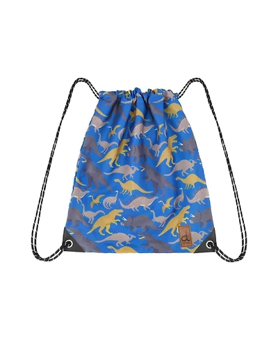 Deux par Deux Little Boy Dinosaur Playful Lightweight Durable Drawstring Bag
