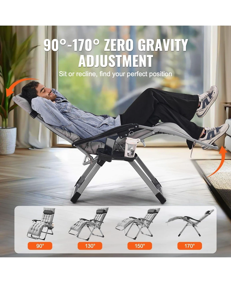 Cozito Zero Gravity Recliner Lounge Chair,Adjustable Folding Chair with Cushion and Cup Holder
