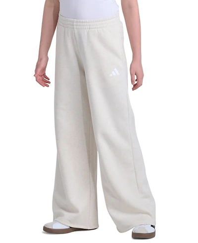 adidas Girls' 7-16 Elastic Waistband Wide Leg Heather Pants
