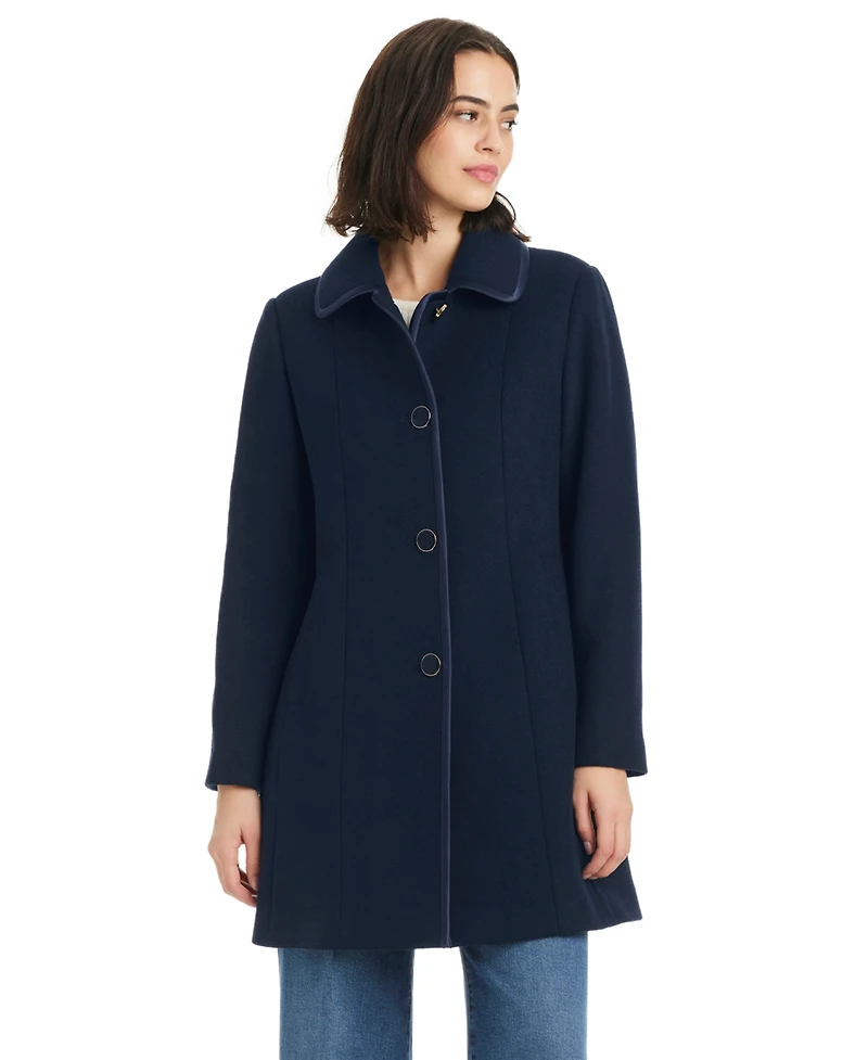 Kate Spade New York Women's Single Breasted Satin-Trimmed Coat