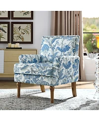 Streamdale Furniture Floral Upholstered Accent Chair with Nailhead Trim and Wood Legs