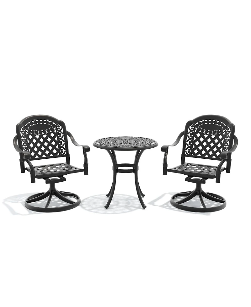 Streamdale FurnitureAll-Weather Cast Aluminum Dining Set with Swivel Chairs