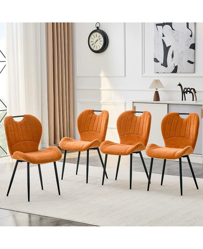 Streamdale Furniture Set of 4 Fabric Dining Chairs with Metal Frame
