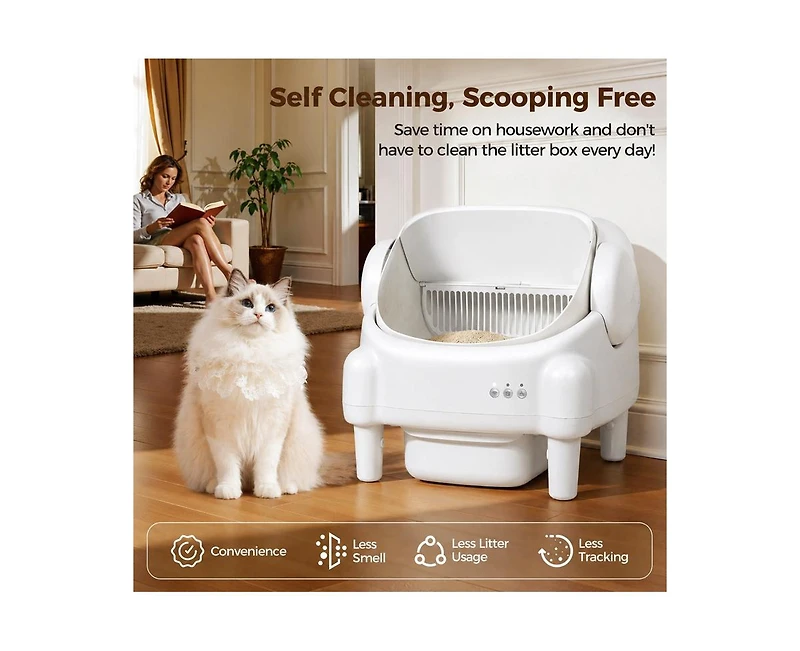 Cumrige Automatic Litter Box Self Cleaning Litter Box Equipped with App Control and Safety Protection Functions
