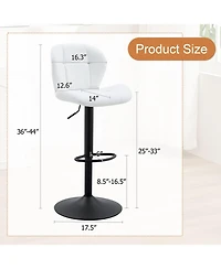 Rainsken Modern Bar Stools Set of 2, Faux Pu Leather Upholstered, Adjustable Swivel Barstools, for Kitchen Island, Bar