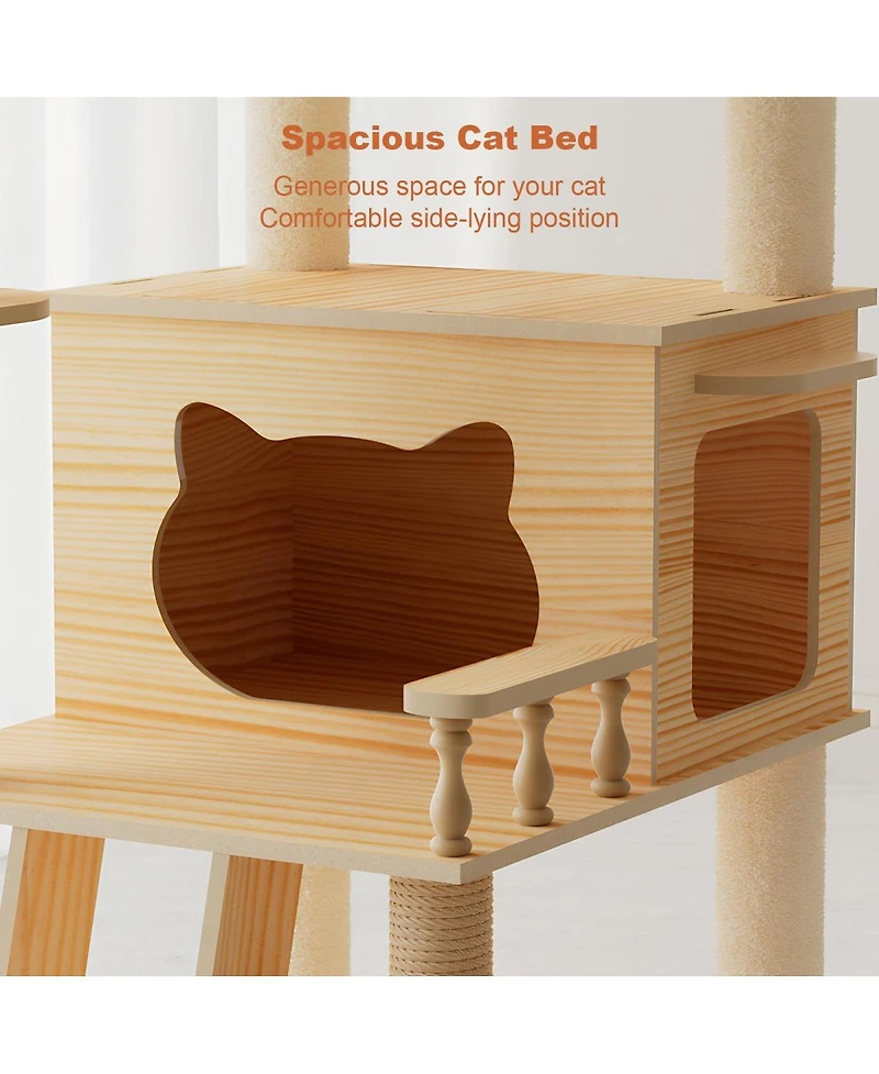 6thdruple Cat Tree Tower, Modern Cat Condo with Sisal Scratching, Perch, Acrylic Hammock