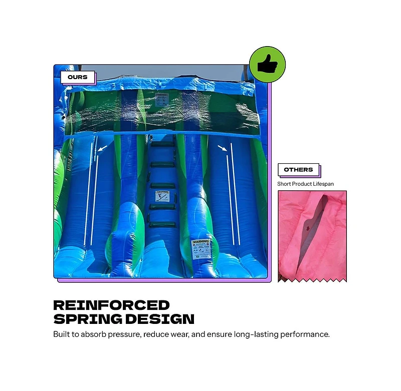 Pop Jump Tropical Island 23' Dual Lane Center Climb Waterslide With Attached Pool
