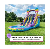Pop Jump Ice Pop 24' Dual Lane Center Climb Waterslide with Attached Pool
