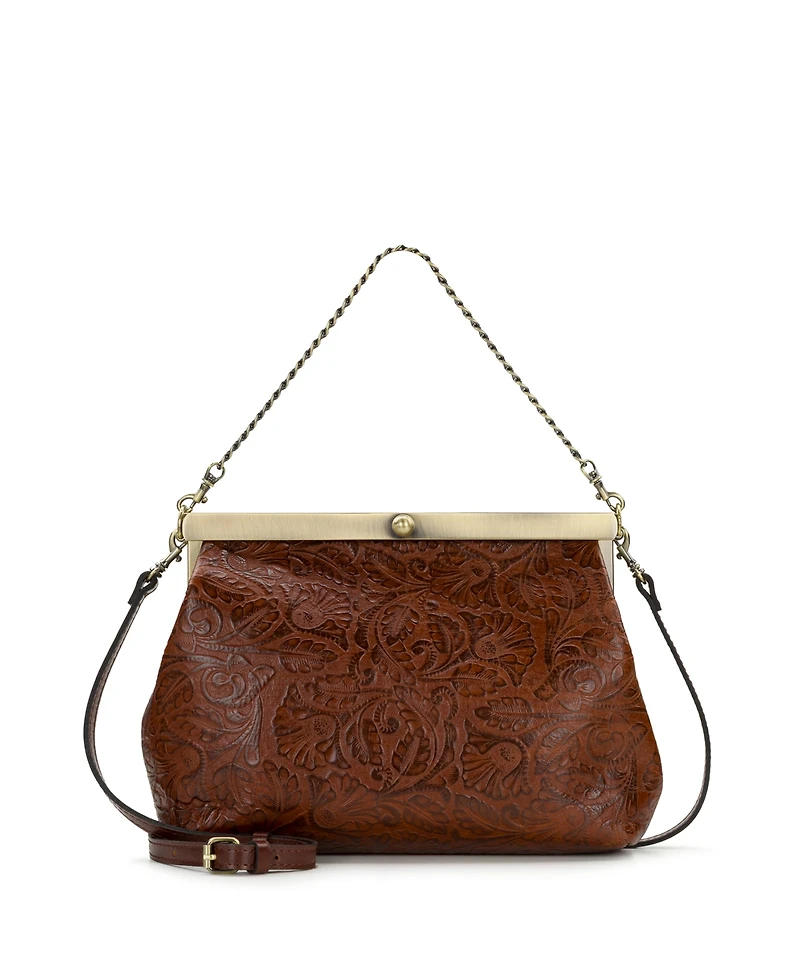 Patricia Nash Vilaine Brazilian Supple Tooled Leather Small Frame Handbag