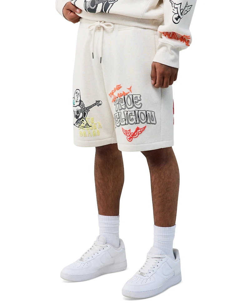 True Religion Men's Sloth Guitar Graphic Lightweight Shorts