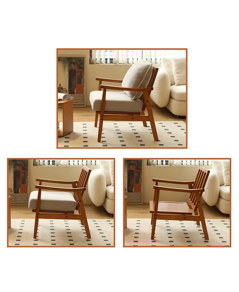 Streamdale Furniture Cute Fabric Accent Chair with Solid Wood Frame