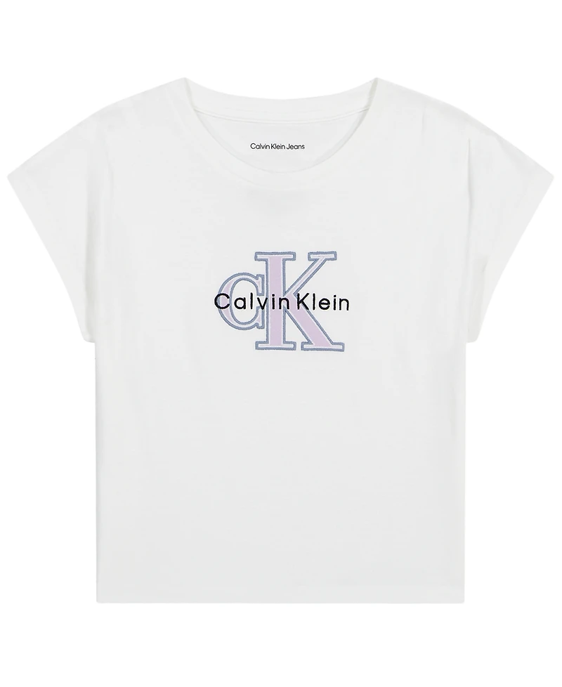Calvin Klein Girls' 7-16 Seasonal Mono Logo Short-Sleeve T-Shirt