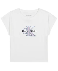 Calvin Klein Girls' 7-16 Seasonal Mono Logo Short-Sleeve T-Shirt